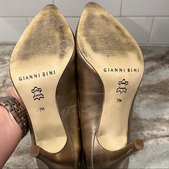 Gianni Bini Metallic Gold Heels - Picture 6 of 7